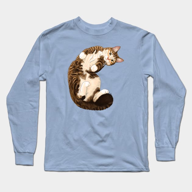 Snuggly Tabby Cat Long Sleeve T-Shirt by EcoElsa